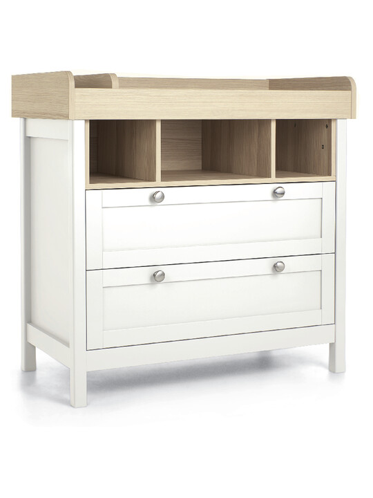 Harwell 4 Piece Cotbed with Dresser Changer, Wardrobe, and Essential Fibre Mattress Set- White image number 3
