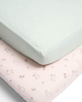 Lilybelle 2 Cot/Bed Fitted Sheets - Pink/Aqua