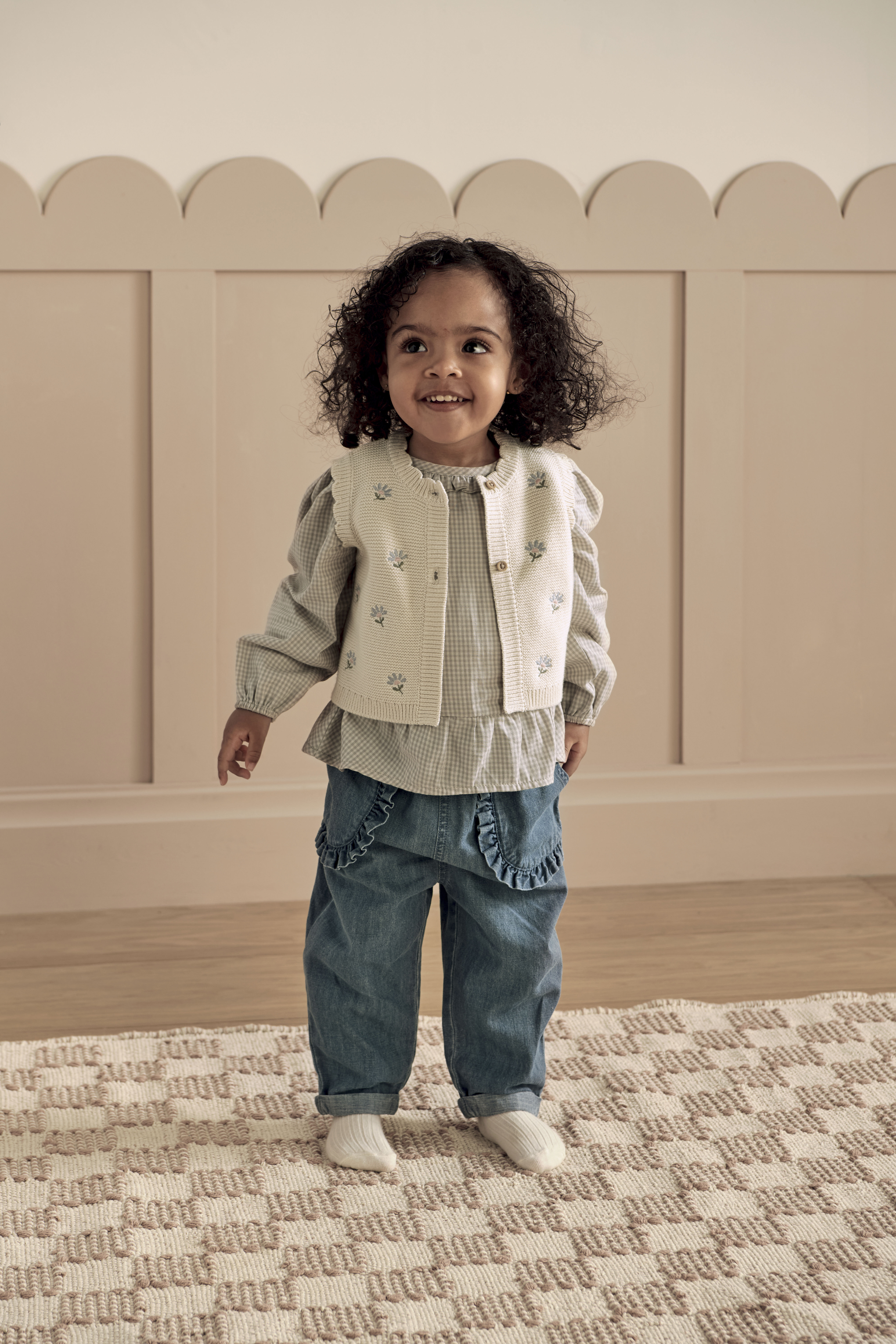 Knitted Girls Waistcoat & Top Set image number 1