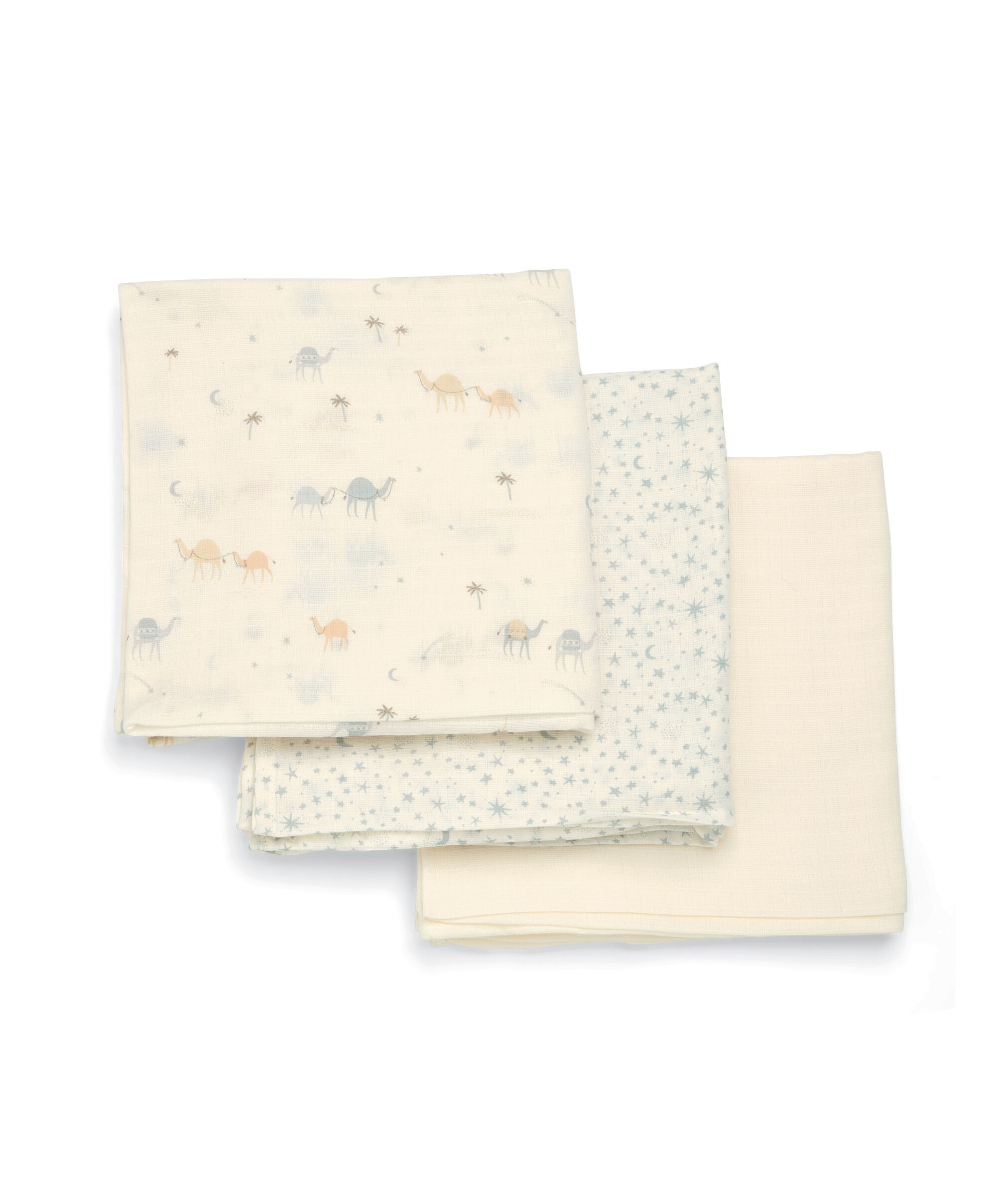 Large Muslin Squares ( 3 pack) - Camel Blue image number 2