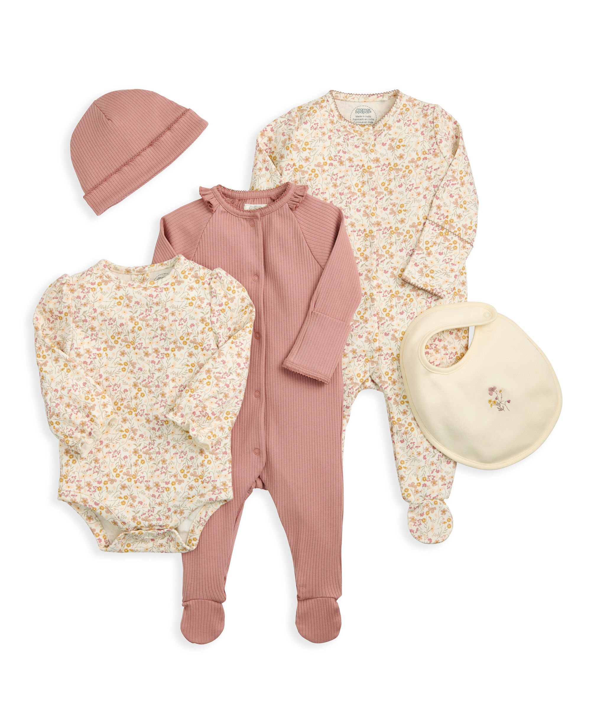 Welcome to the World Floral Baby Clothes 5 Piece Set image number 2
