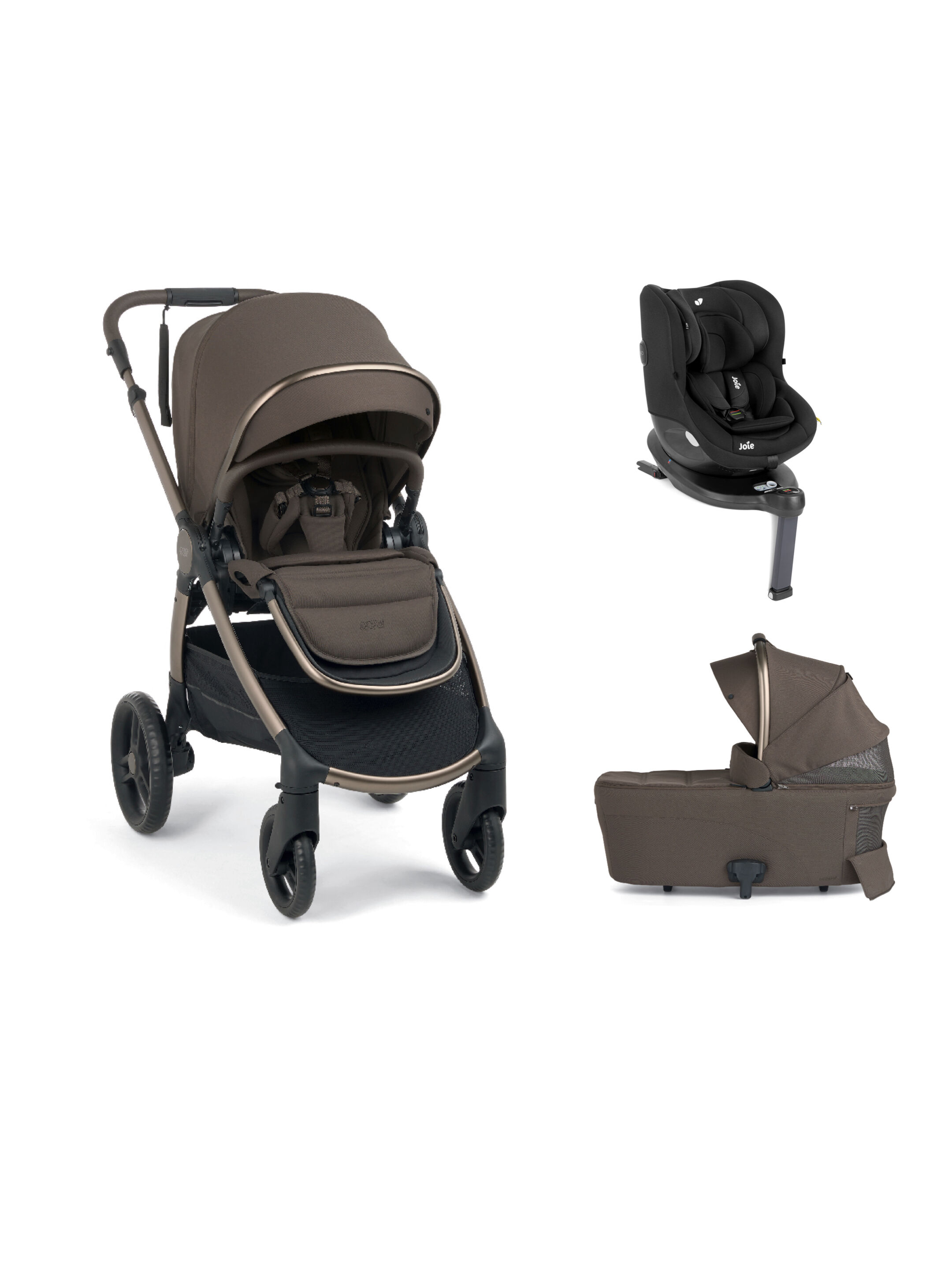 Ocarro 2 Pushchair and Carrycot Bundle with Joie i-Spin 360 Car Seat (3 Pieces) - Crema image number 1