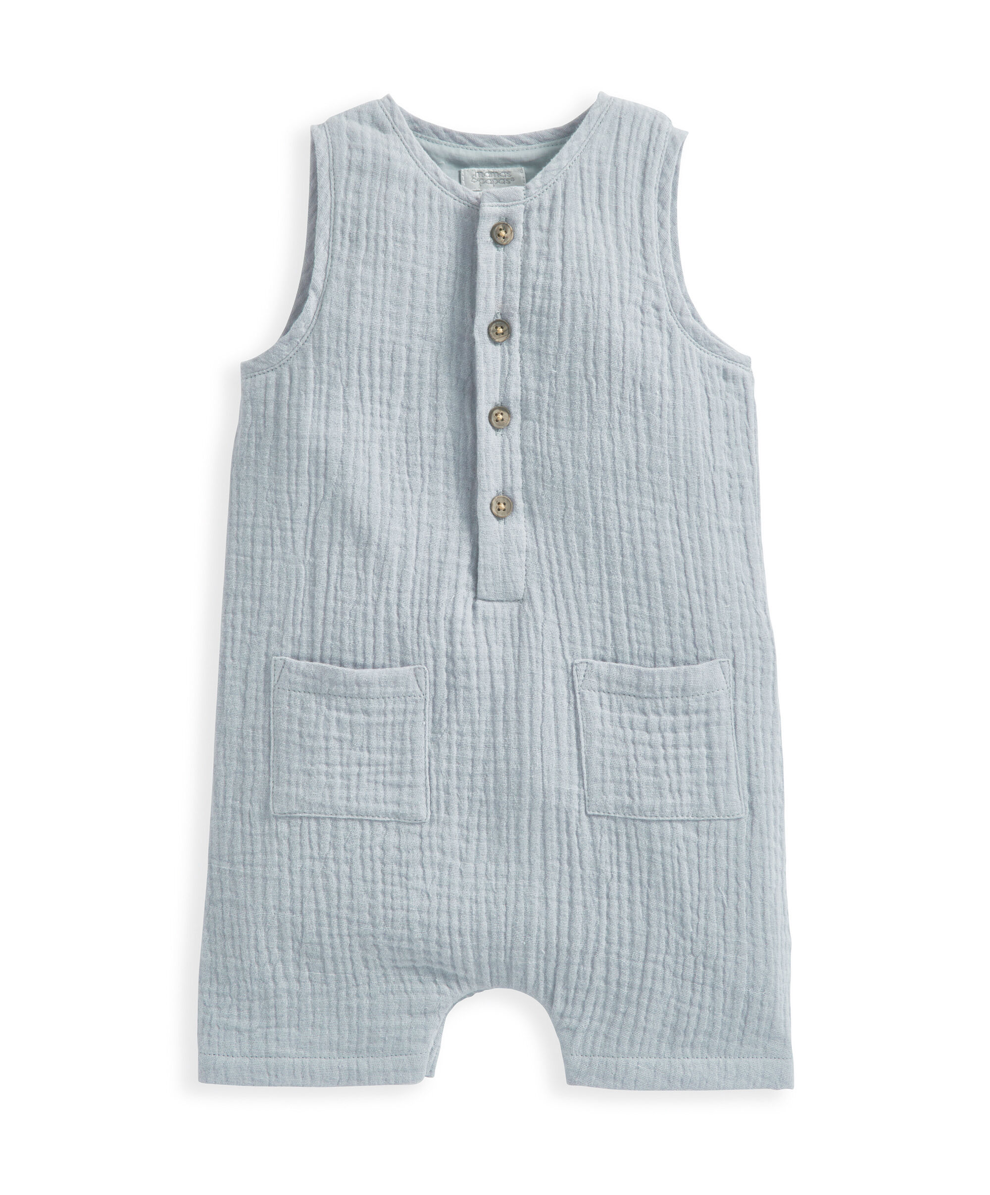 Blue Crinkle Sleeveless Romper image number 2