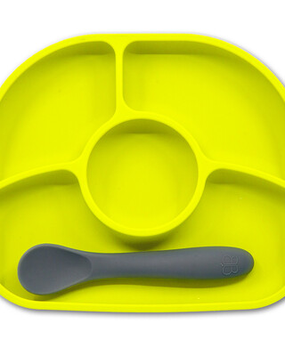 BBLuv Yumi Anti-Spill Silicone Plate & Spoon Set - Lime