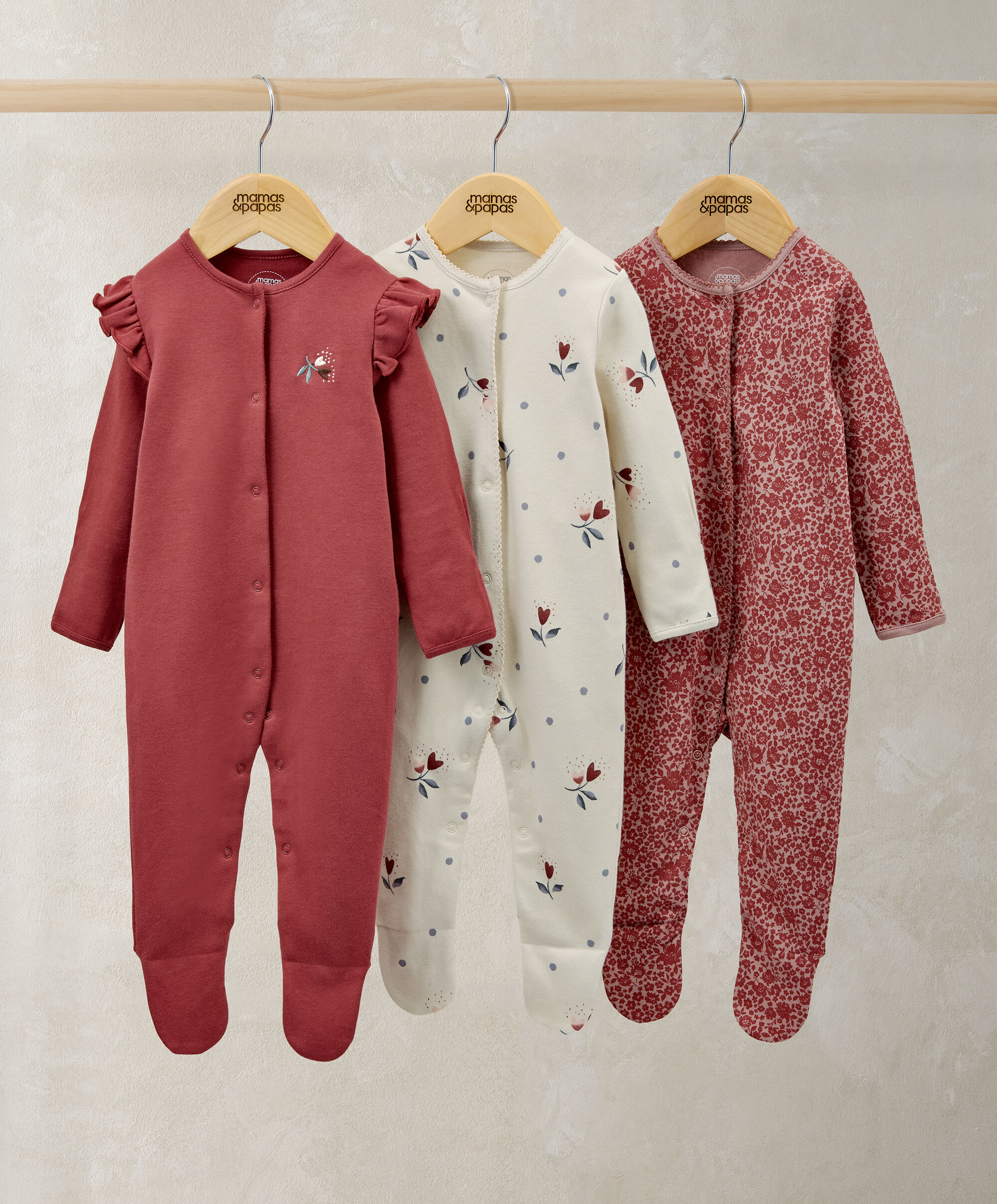 Sleepsuits (Pack of 3) - Floral Nostalgic