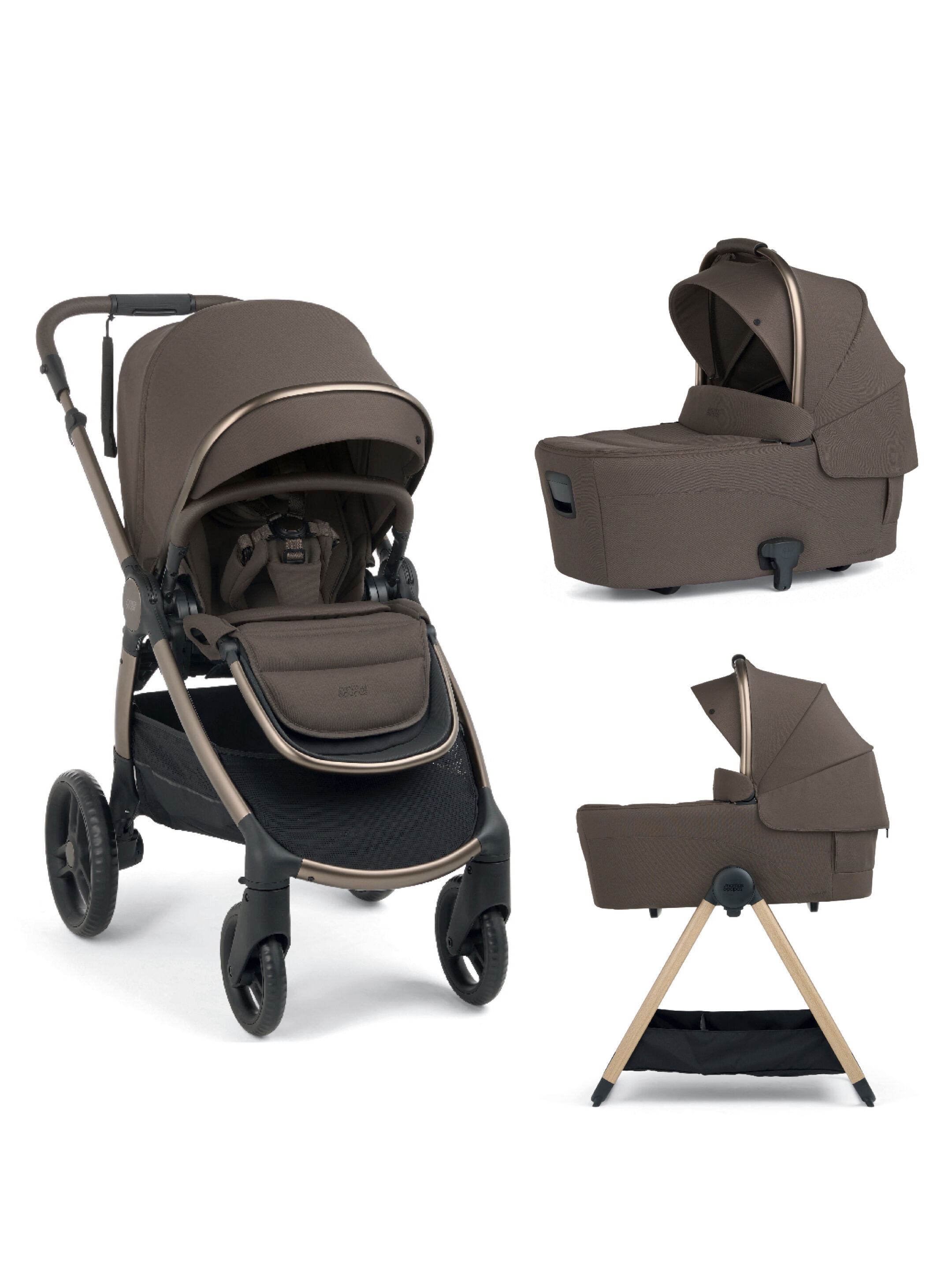 Ocarro 2 Pushchair and Carrycot Bundle with Stand (3-Pieces) &ndash; Crema image number 1