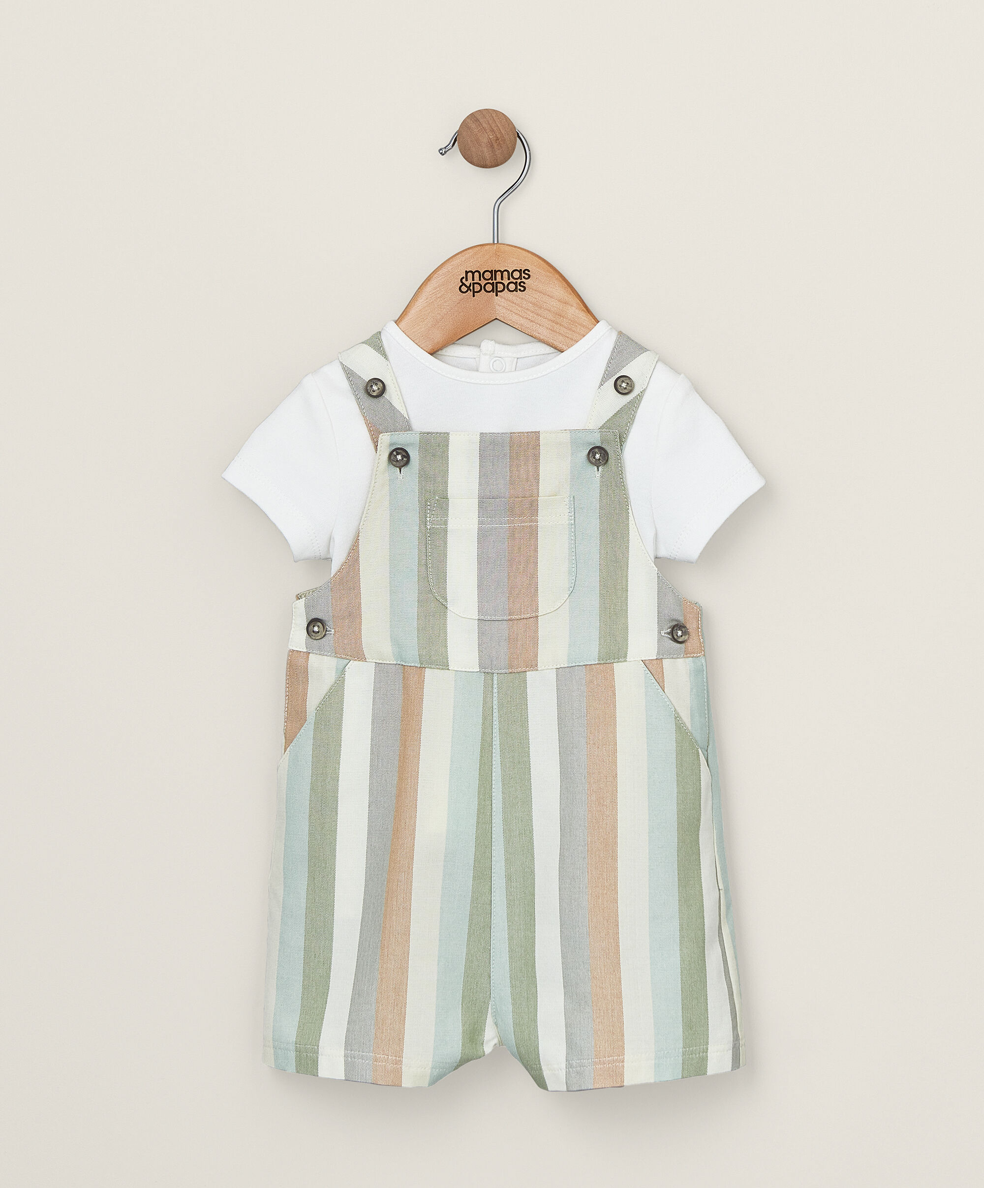 2 Piece Stripe Woven Dungaree Set image number 1
