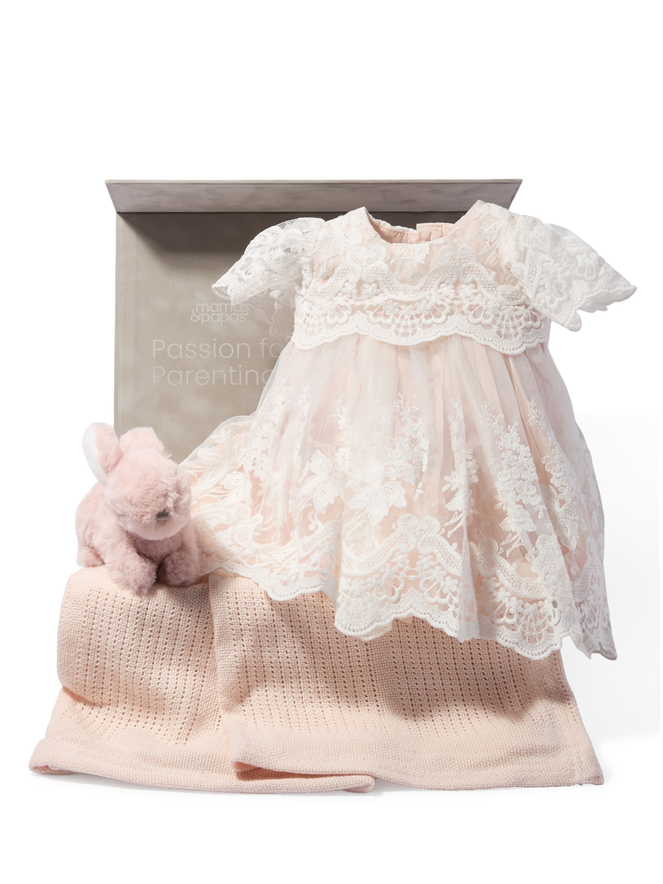 Lace Frill Sleeve Dress Baby Gift Set with Pink Blanket & Bunny image number 1