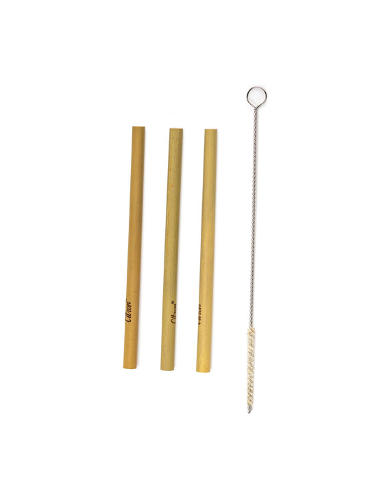 Citron Organic Bamboo Set of 3 Straws + Brush - Natural image number 2