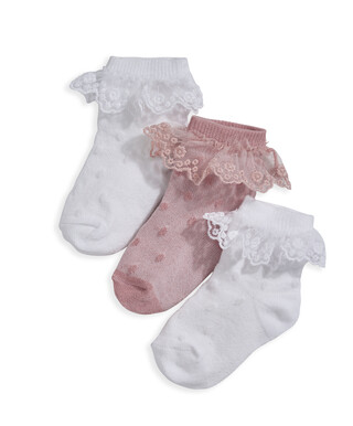 Frill Socks (Set of 3) - Pink
