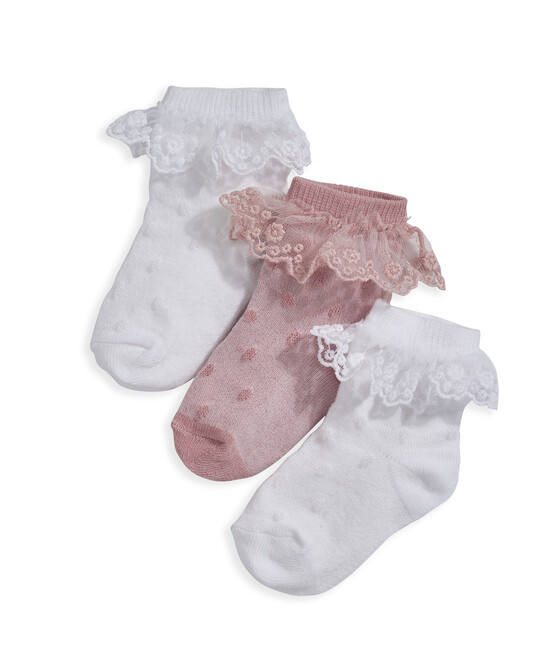 Frill Socks (Set of 3) - Pink image number 1