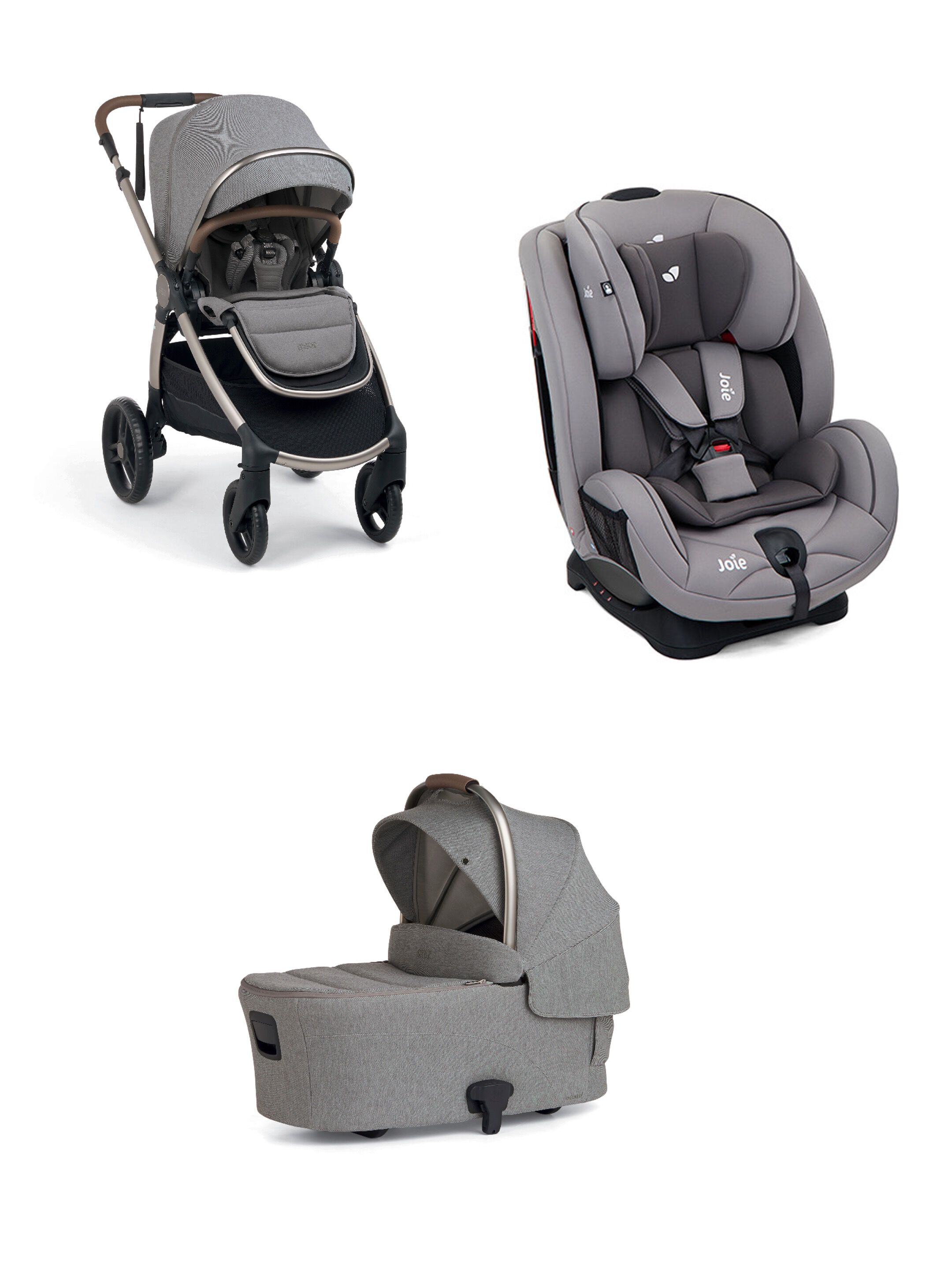 Ocarro 2 Pushchair and Carrycot Bundle with Joie Stages Car Seat (3 Pieces) Grey - Heritage image number 1
