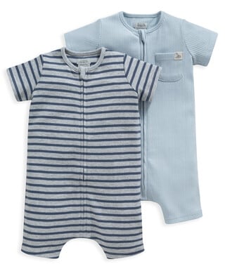 2 Pack Blue Jersey Rompers