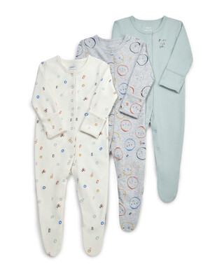 3 Pack Faces Sleepsuits