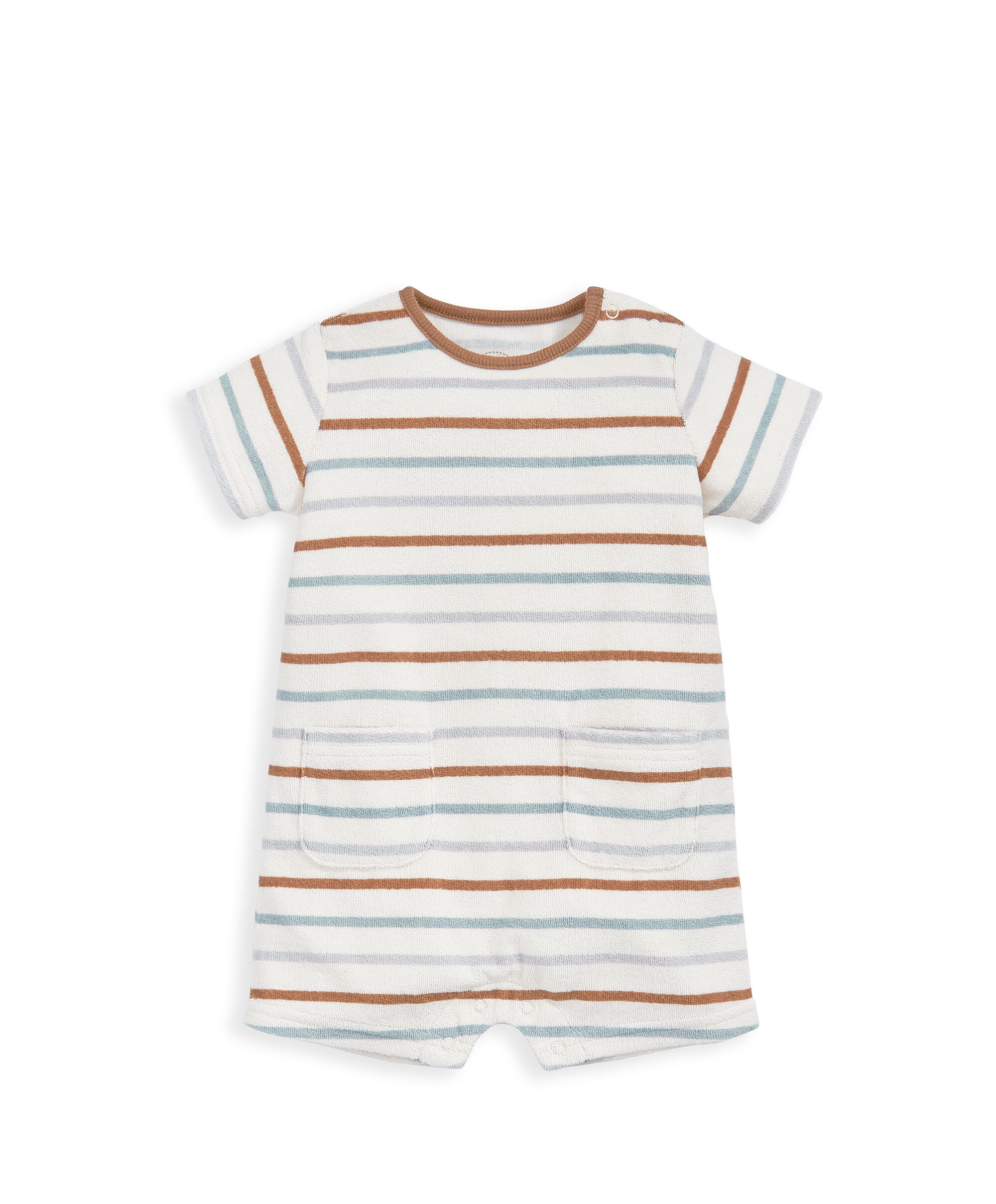 2 Piece Stripe Towelling Romper & Hat image number 3