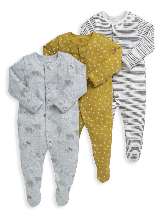 3 Pack Safari Sleepsuits image number 1