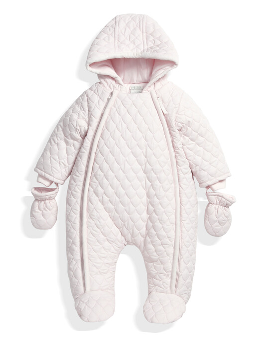 Quilted Pramsuit Pink- 0-3 image number 1