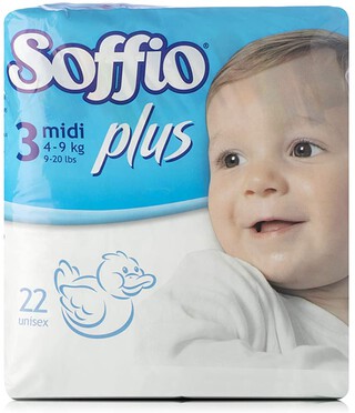 Soffio plus Soft Hug Parmon From 4Kg-9Kg, 22 Diapers