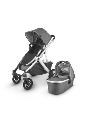 Uppababy - Vista V2 Stroller- Jordan (Charcoal/grey mélange fabric/silver/black leather)