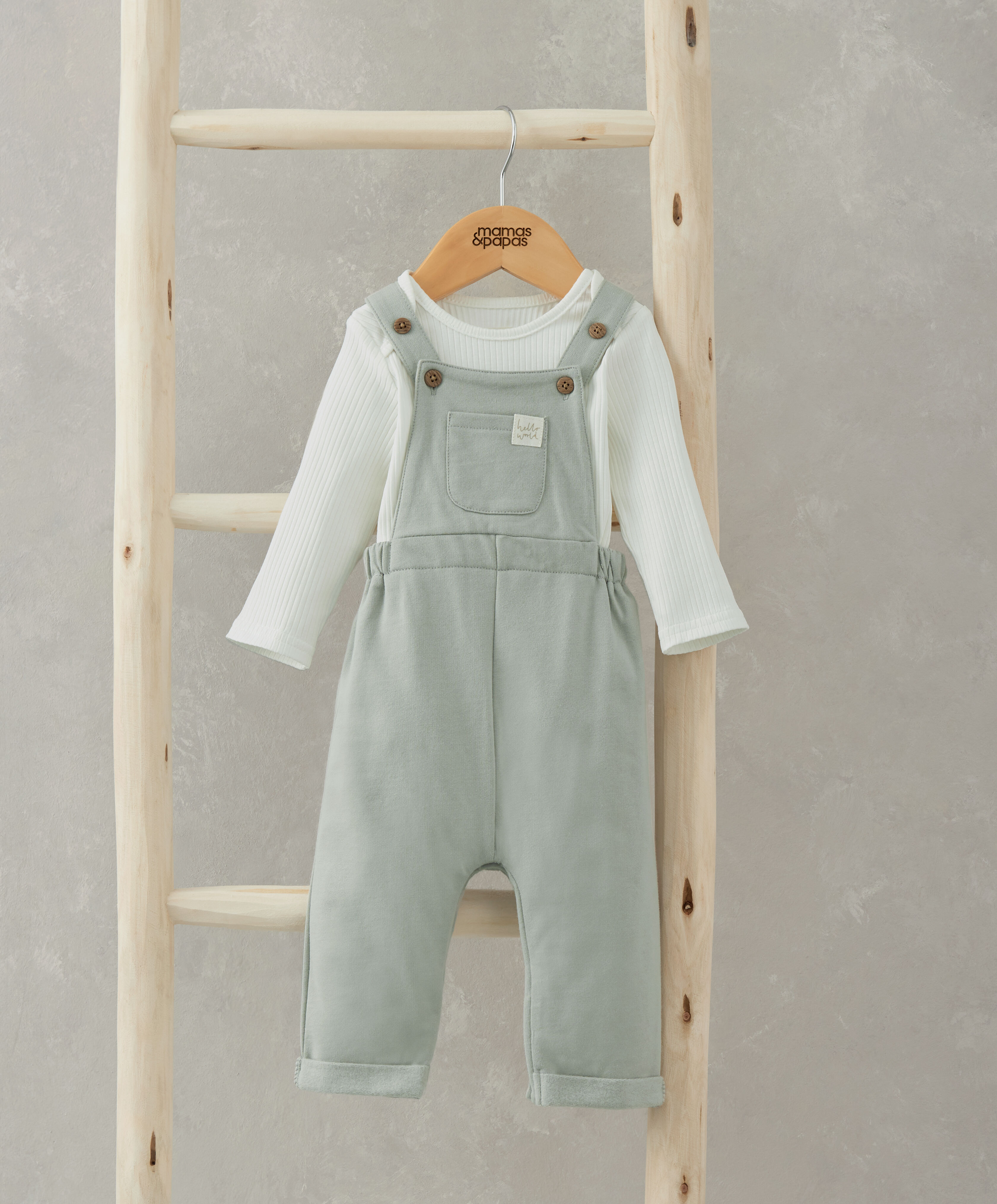Bodysuit & Jersey Dungarees Outfit Set - Green image number 1