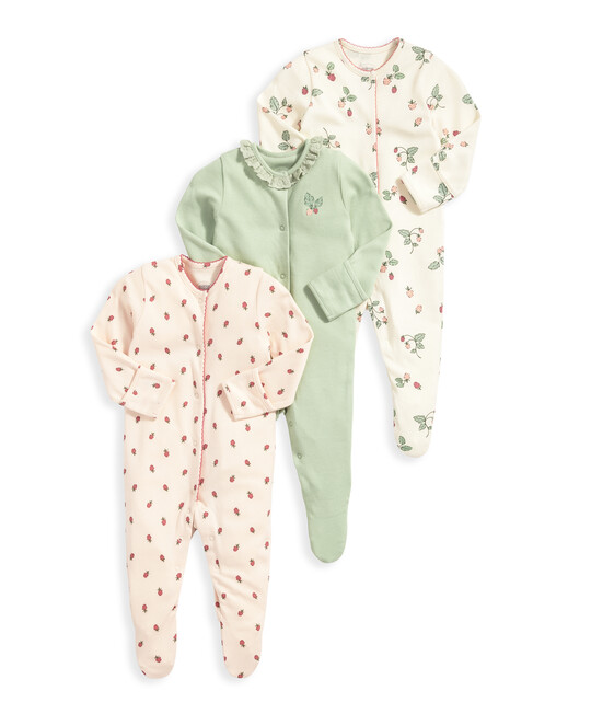 Strawberry Sleepsuits (Set of 3) - Pink image number 2