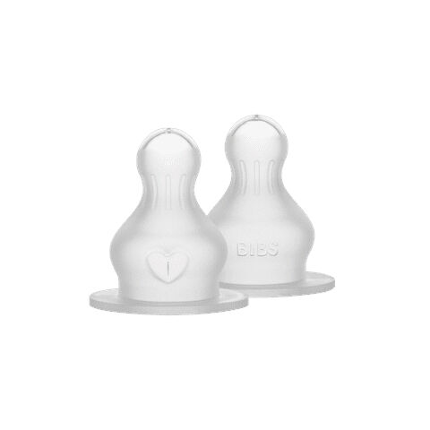 BIBS Baby Bottle Nipple Round Silicone 2 Pack Medium Flow