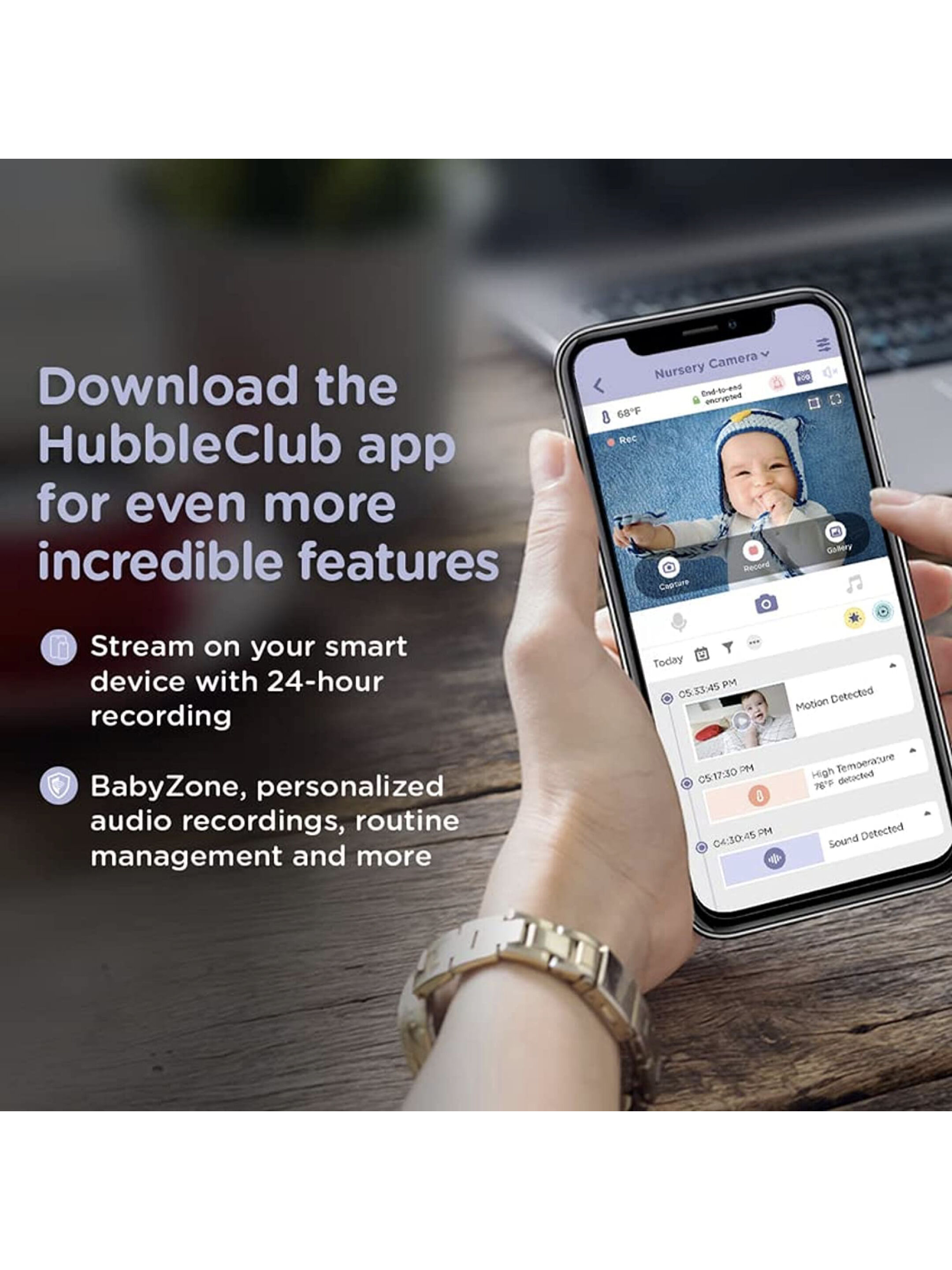 Hubble Smart HD Baby Monitor with Night Light image number 3