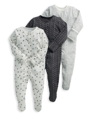 Monochrome Sleepsuits 3 Pack