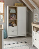 Harwell 4 Piece Cotbed with Dresser Changer, Wardrobe, and Essential Fibre Mattress Set- White image number 18