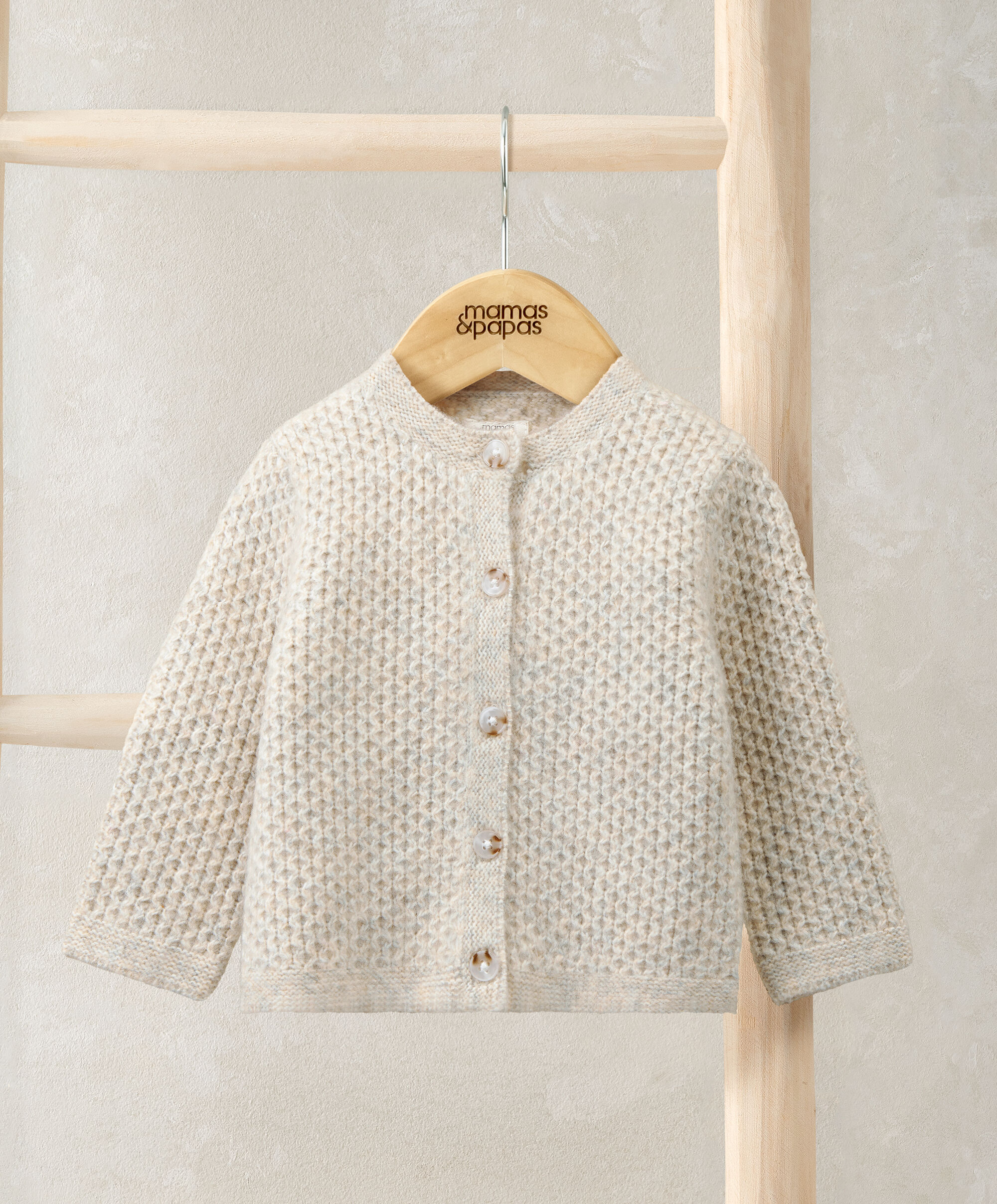 Knitted Cardigan with Button Fastening - Oatmeal