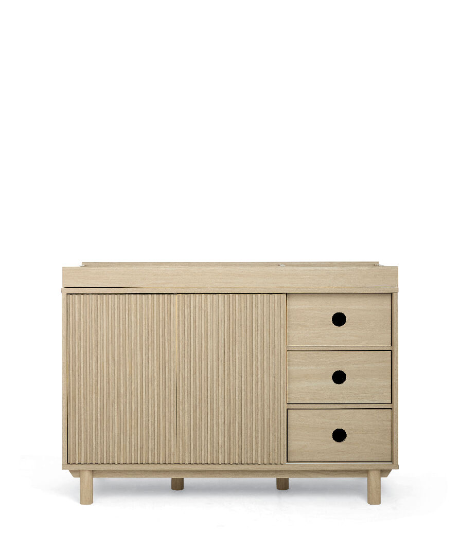 Oska 3 Piece Cotbed Set with Wide Dresser Changer and Wardrobe- Oak image number 8