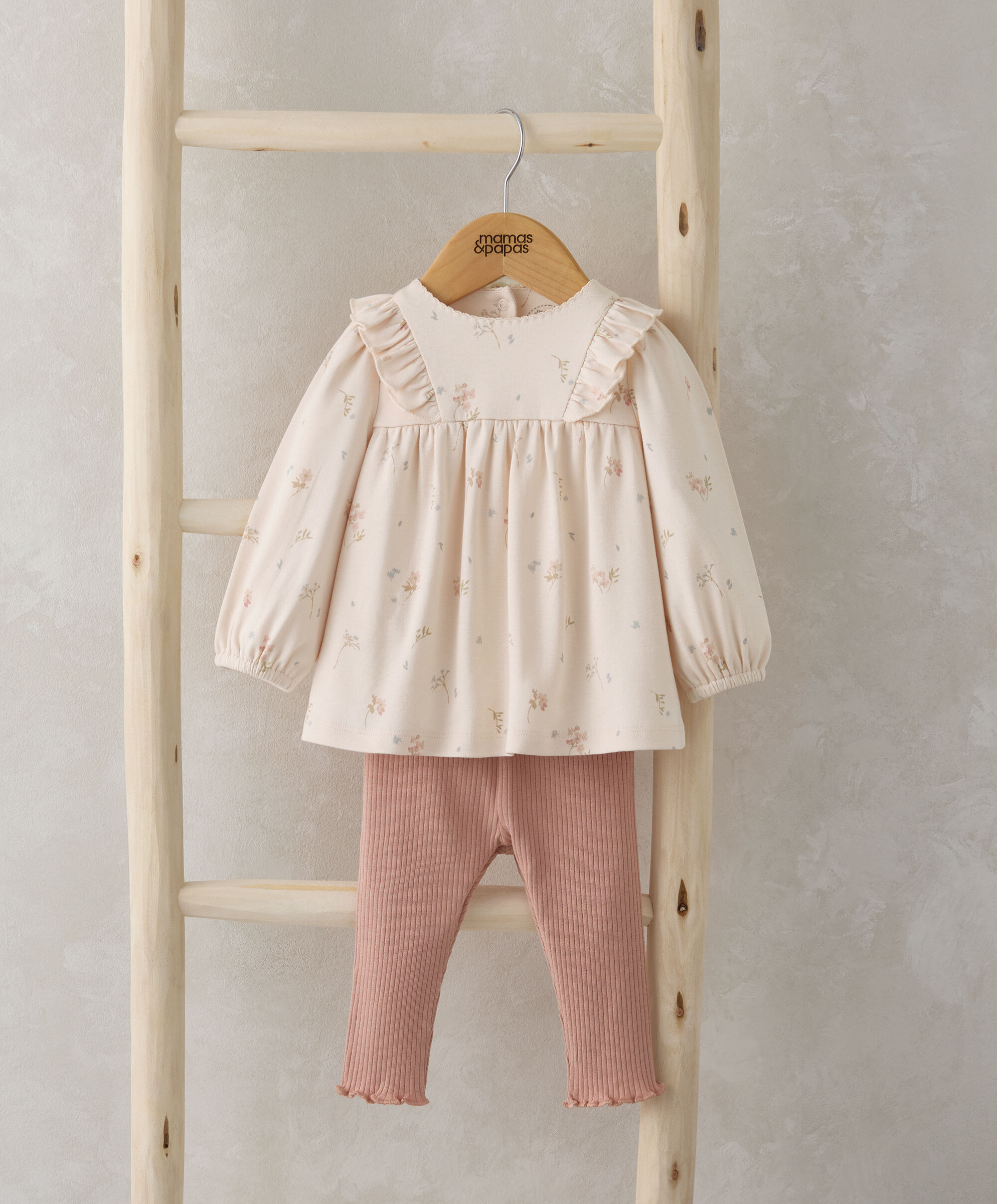 Long-Sleeve Top & Leggings Outfit Set - Floral image number 1