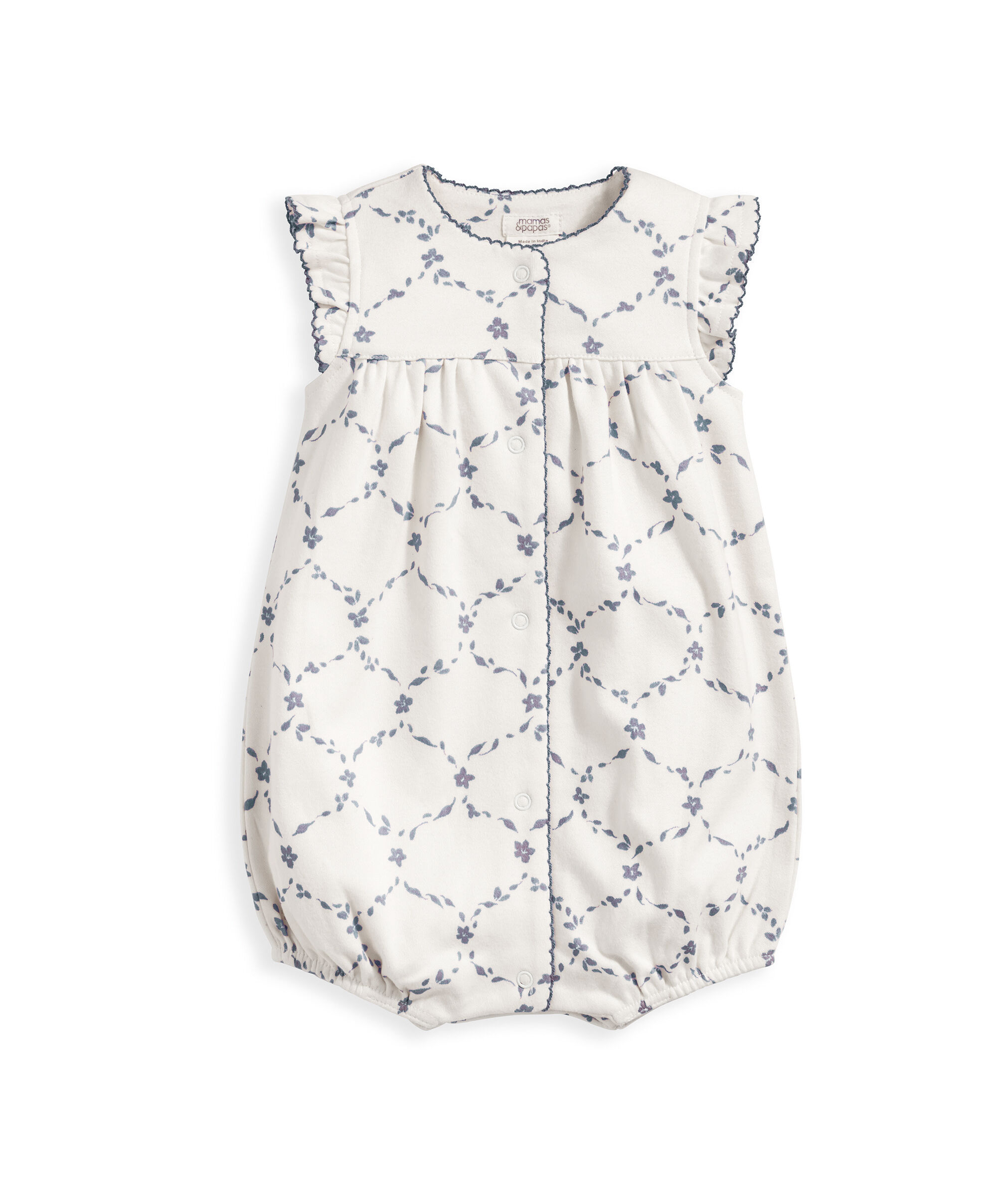 Trellis Print Romper image number 2