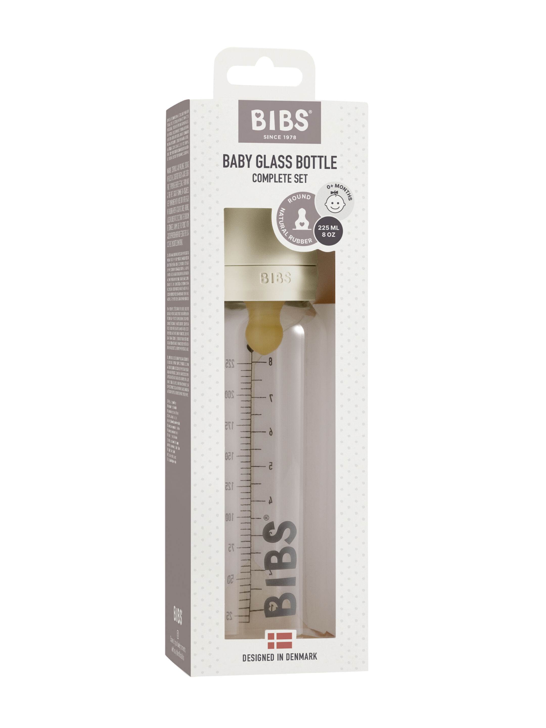 Bibs Baby Glass Bottle - Ivory (225ml)  image number 2