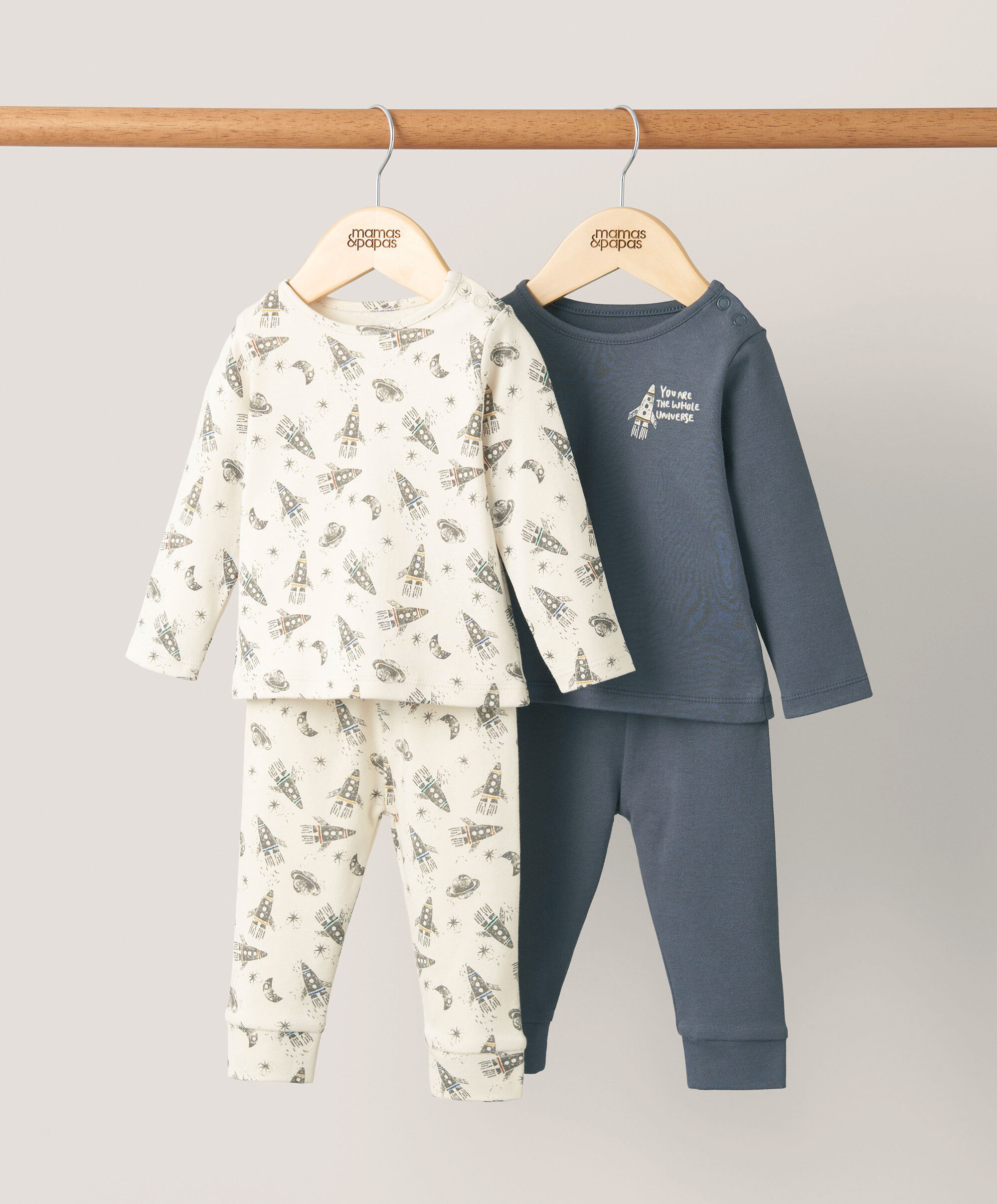 Universe and Rockets Jersey PJs (Set of 2) - Blue image number 1