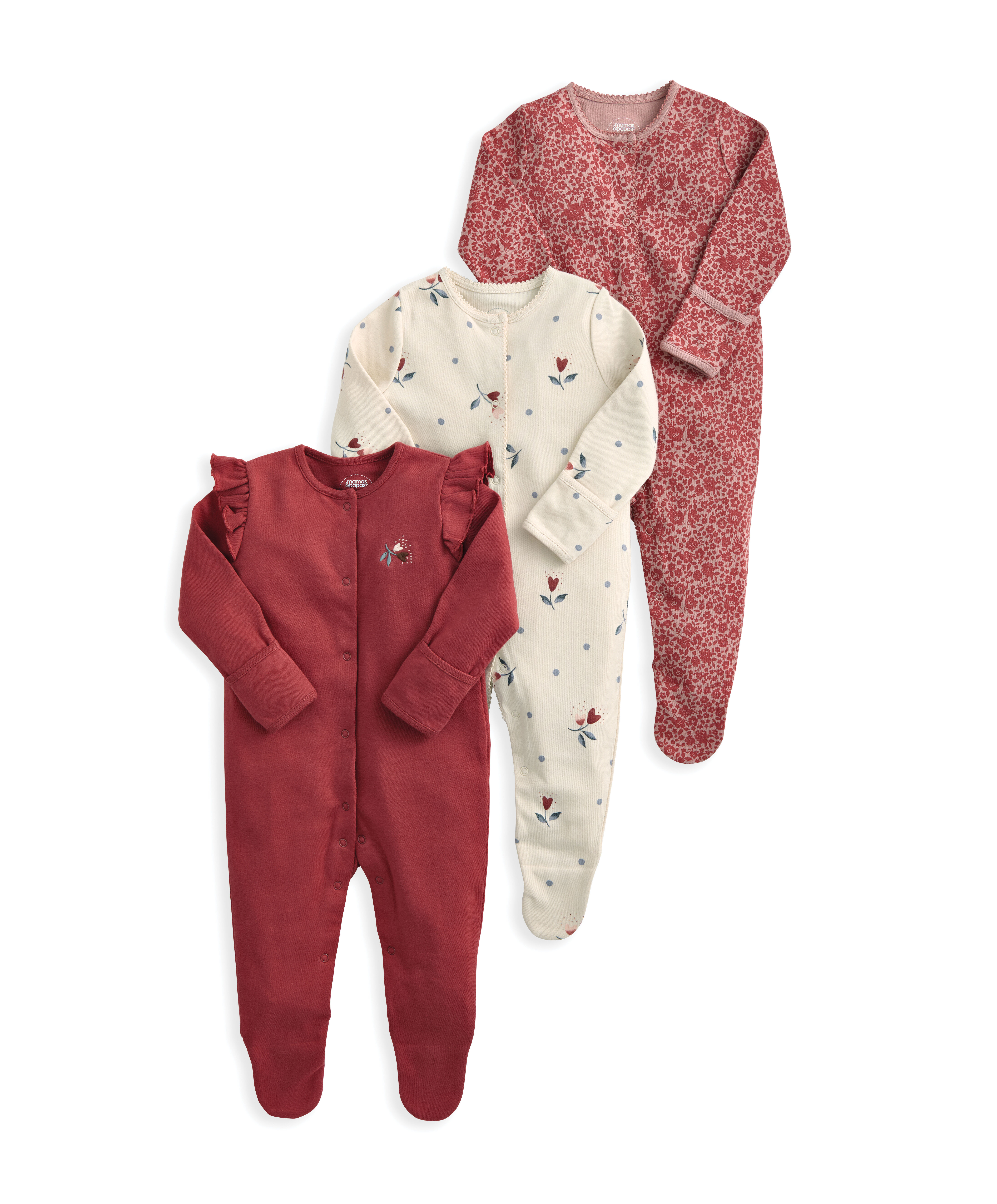 Sleepsuits (Pack of 3) - Floral Nostalgic image number 2