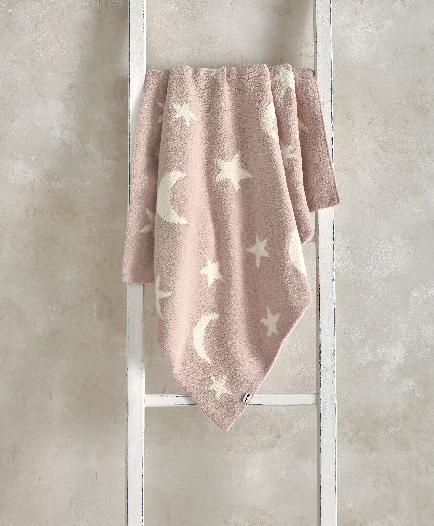 Chenille Blanket - Pink Moon/Star image number 1