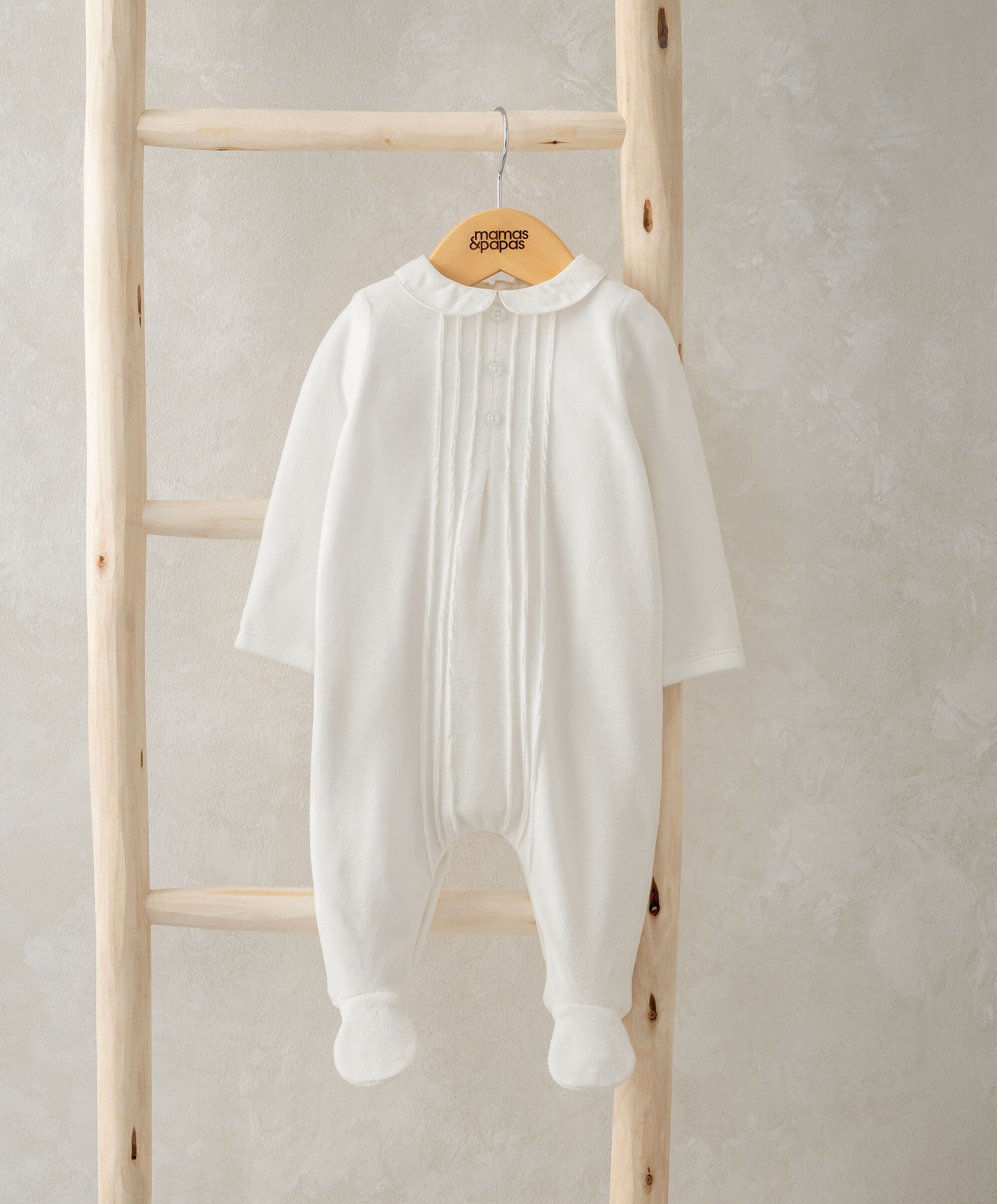 Velour Sleepsuit - White image number 1