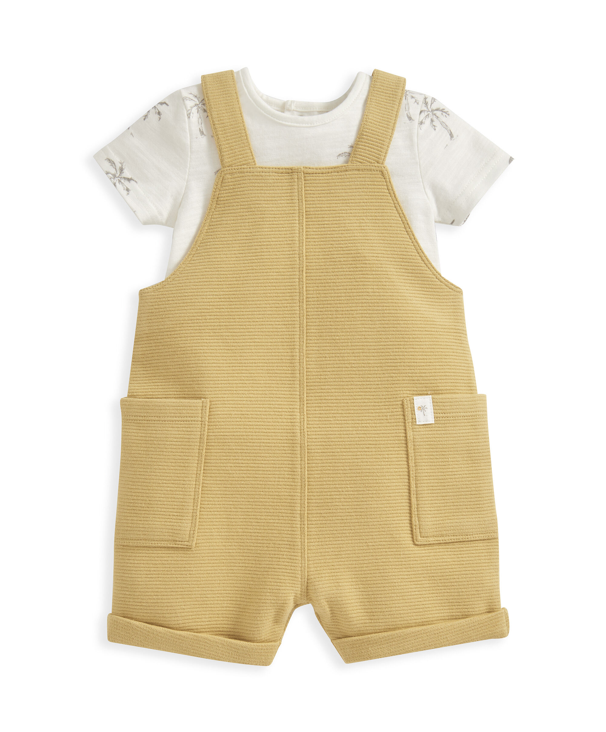 Palm Tee & Rib Dungaree Set - 2 Piece Set image number 2