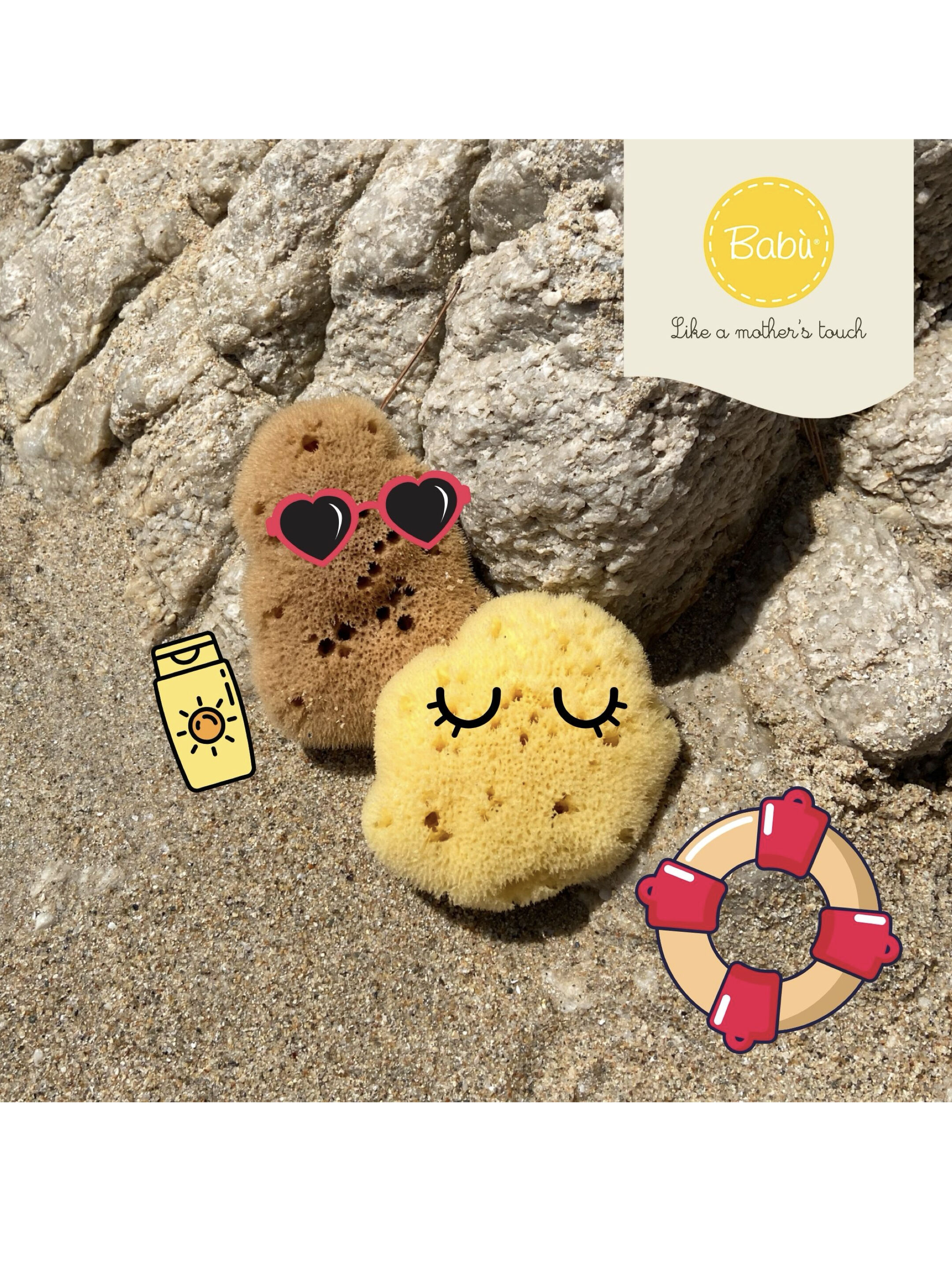 Babu Bellini Premium Fine Silk Sea Sponge 10cm - Natural Baby Bath Sponge image number 5