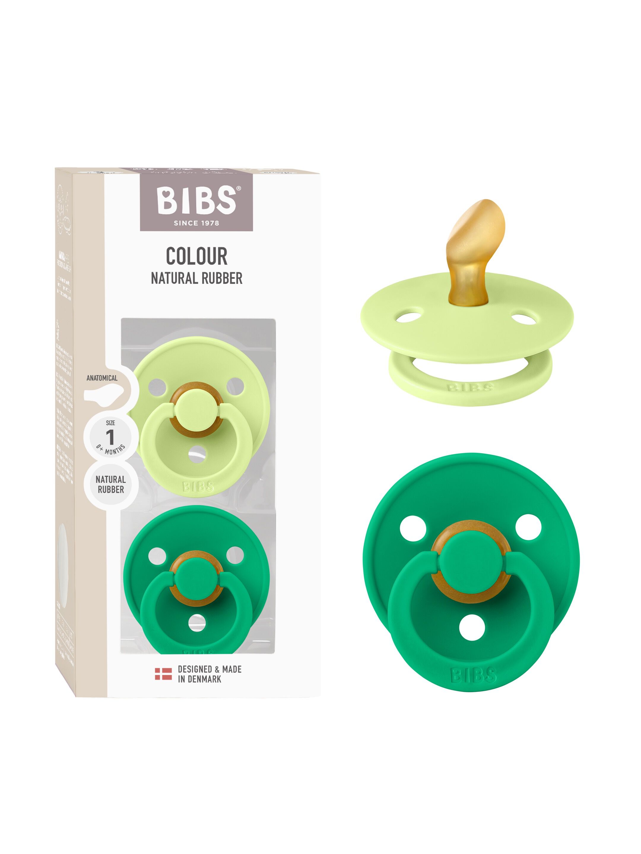 BIBS Pacifier Colour 2 pack Latex Size 1 Matcha/Cactus image number 1