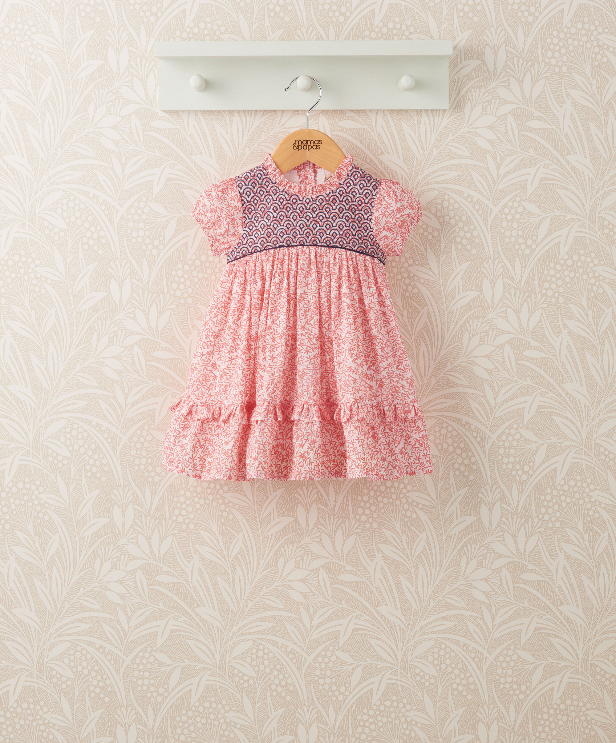 Ruffle Neck Embroidered Dress - Laura Ashley