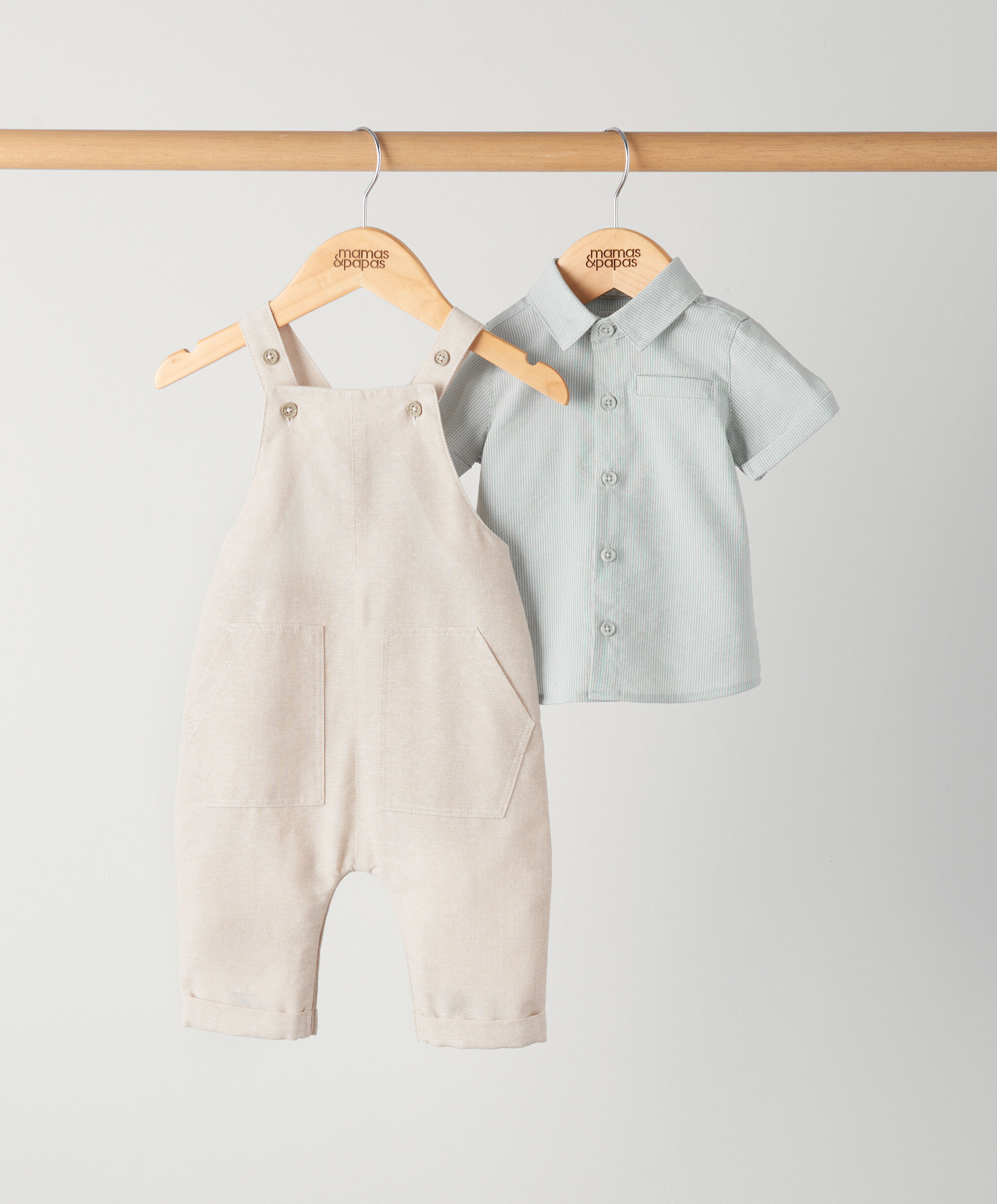 Stripe Shirt &amp; Dungaree - 2 Piece Set image number 1