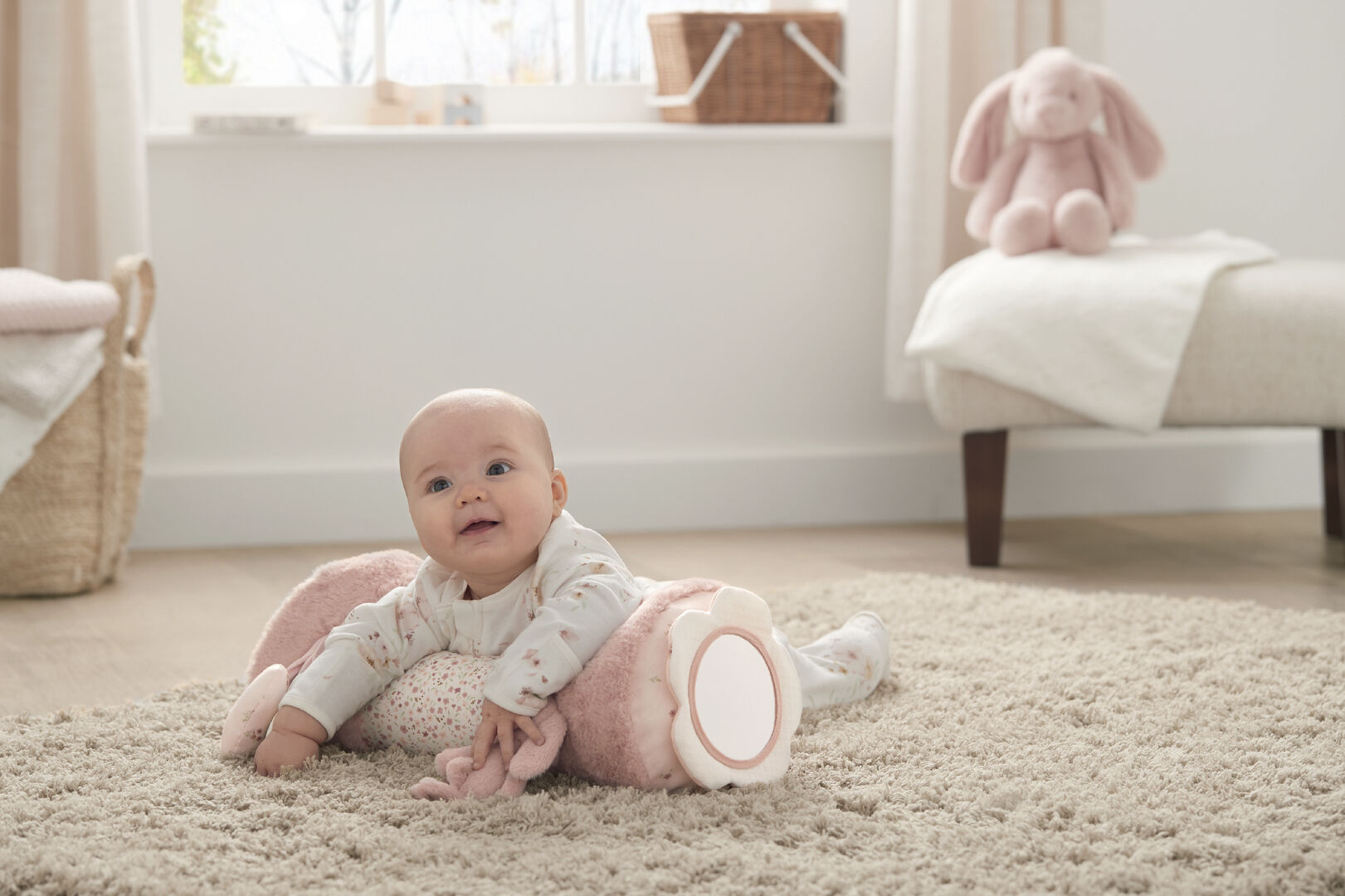 Welcome to the World Bunny Tummy Time Roll - Pink image number 5