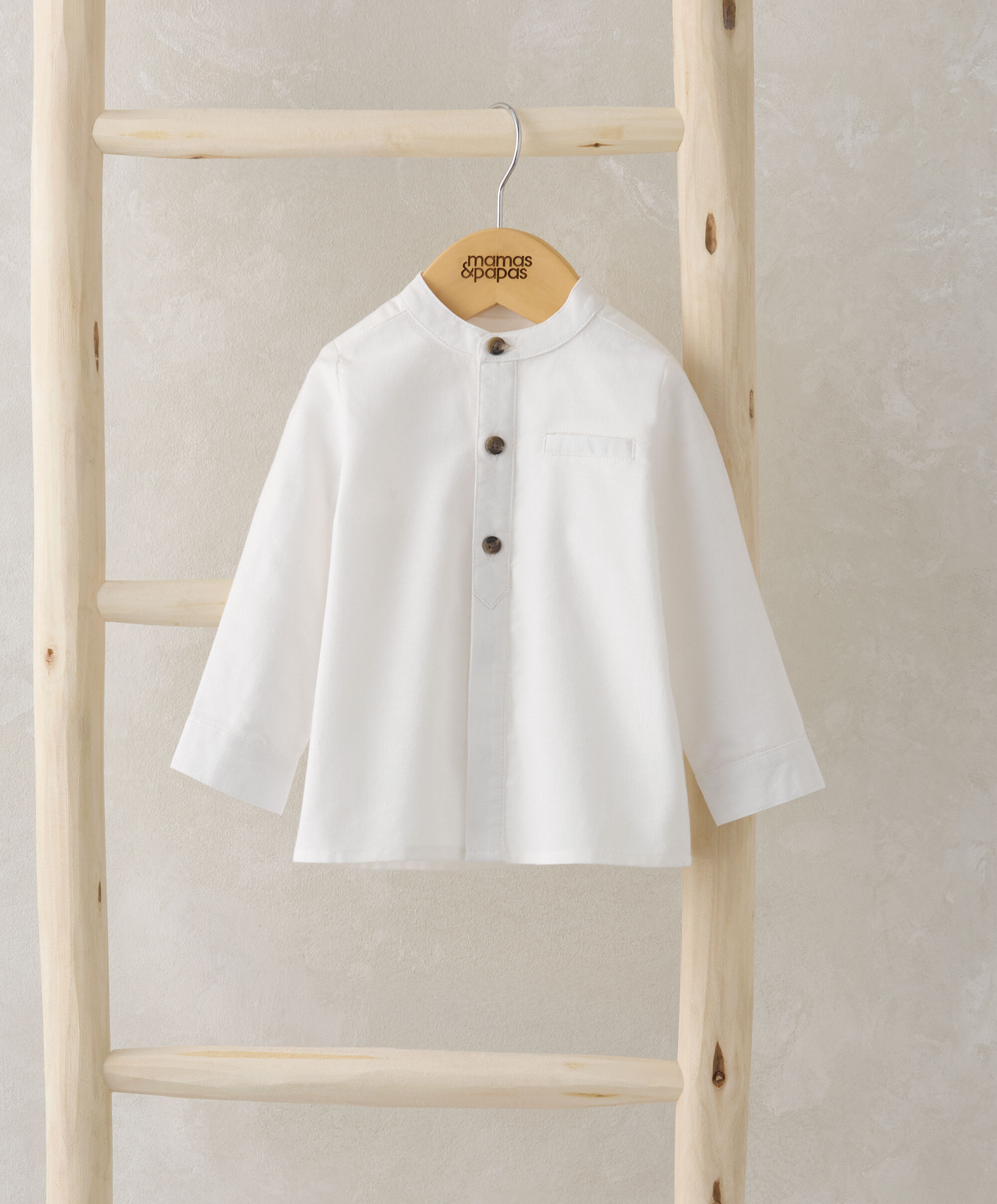 Grandad Collar Shirt - White image number 1