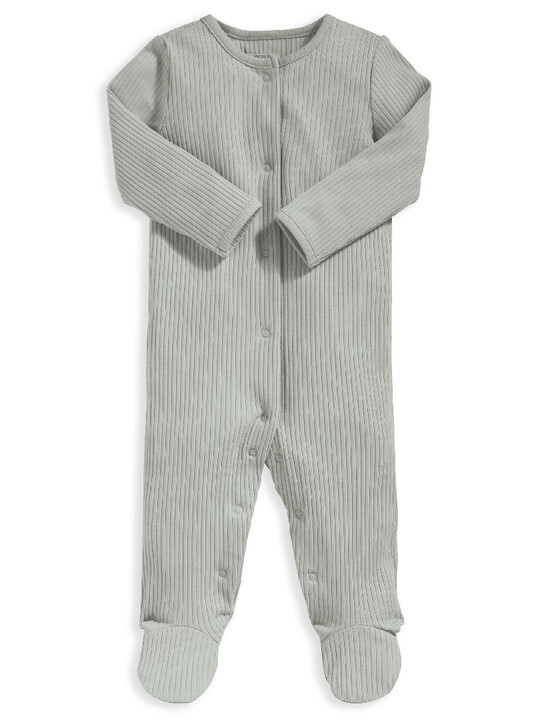 Organic Green Ribbed Sleepsuit image number 1