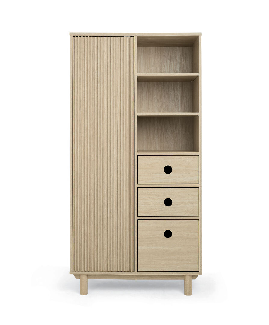 Oska 3 Piece Cotbed Set with Wide Dresser Changer and Wardrobe- Oak image number 7