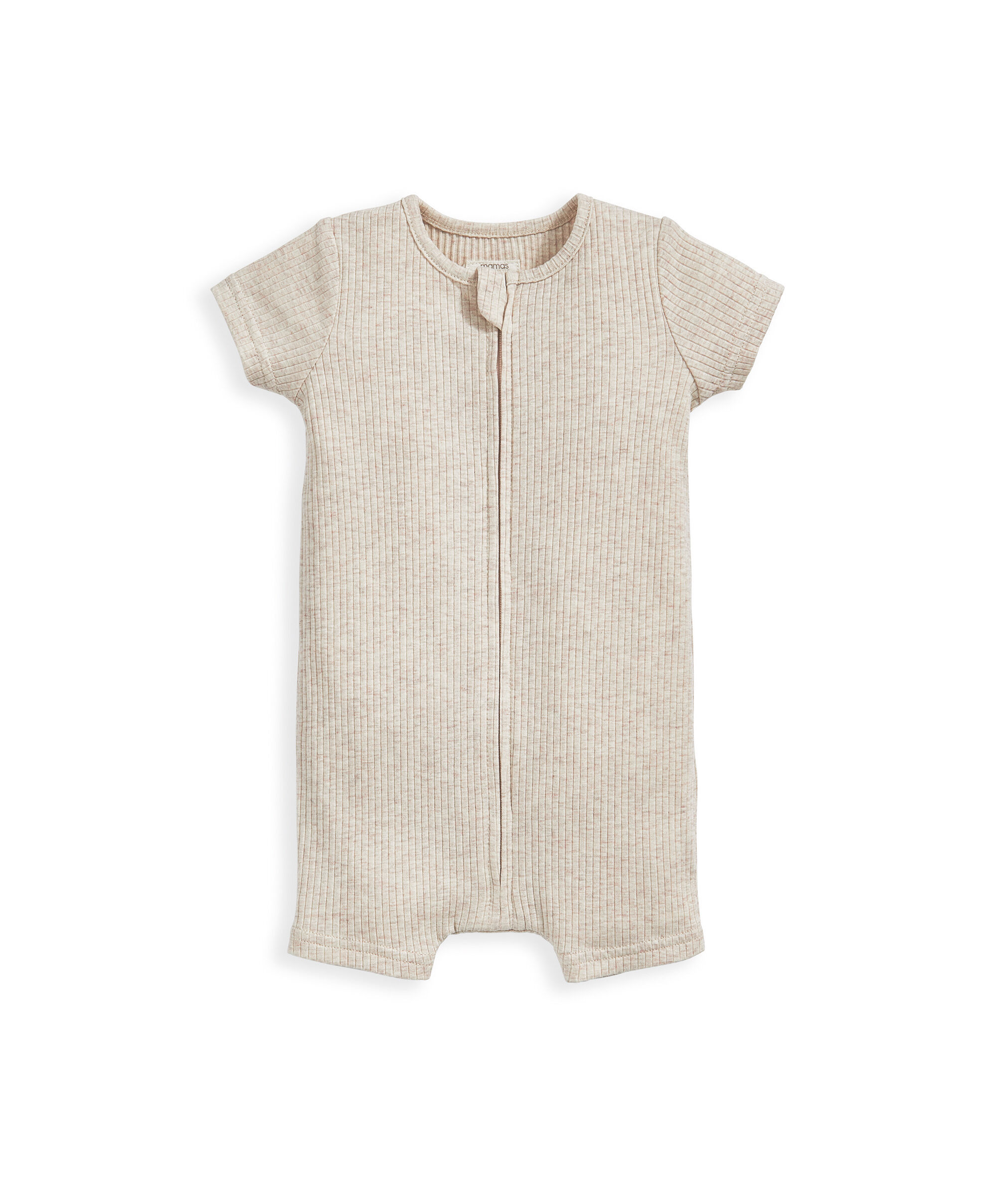 Organic Ribbed Oatmeal Zip Romper image number 2