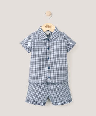 2 Piece Pyjama Set - Blue Gingham 