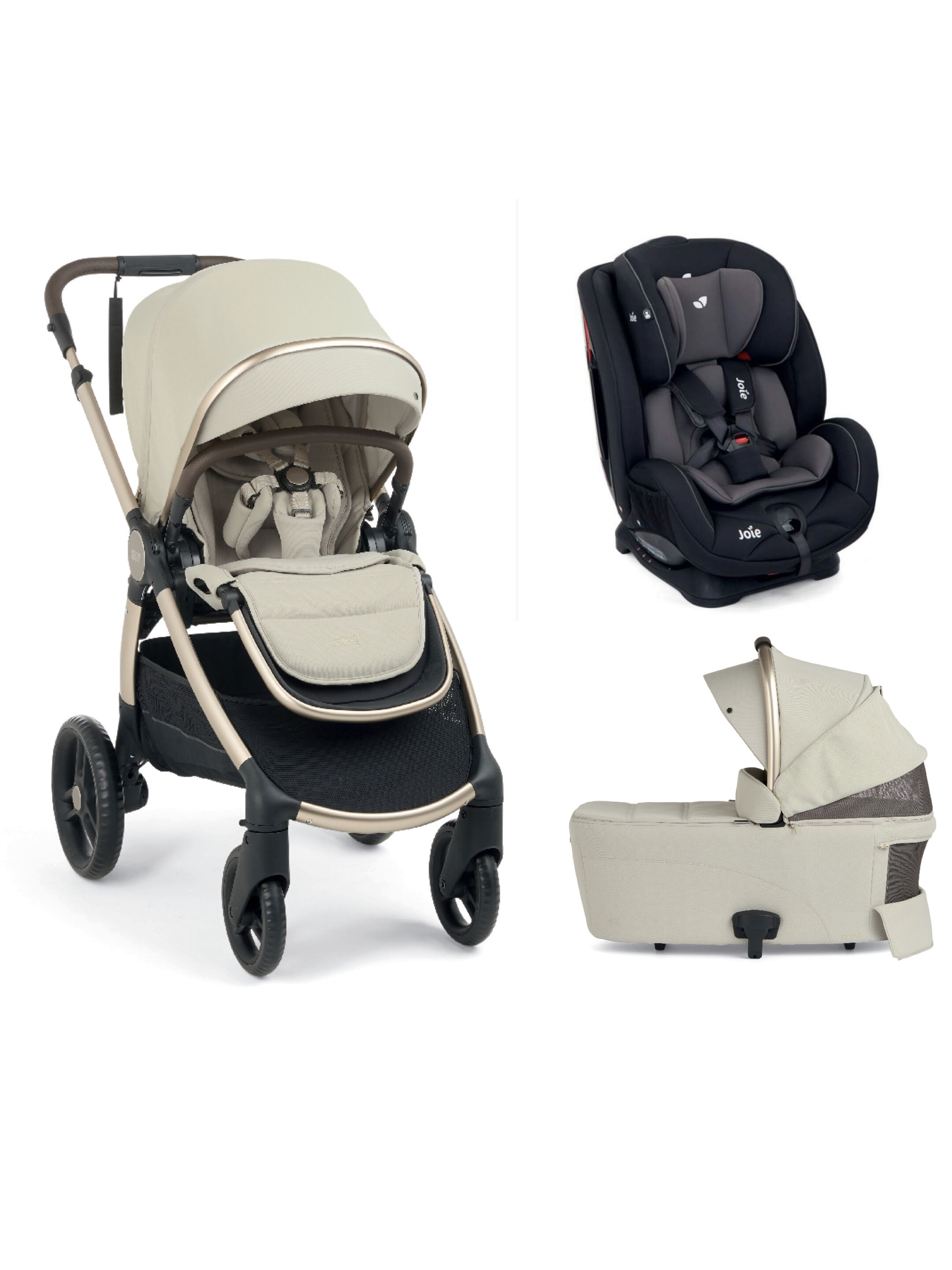 Ocarro 2 Pushchair and Carrycot Bundle with Joie Stages Adjustable Baby to Child Car Seat (3 Pieces) - Shell image number 1